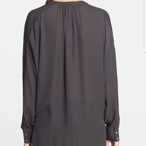 VINCE silk popover long sleeve blouse